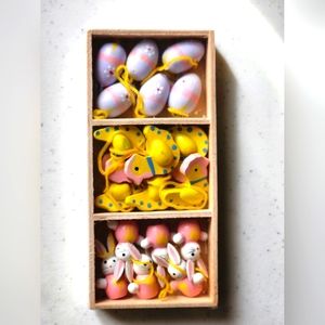 Vintage Mini Wooden Easter Egg Ornaments